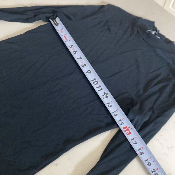 ME+EM Classic Navy Mock Neck Liquid Knit Ribbed Layering Long Sleeve Shirt Sz10 - Picture 9 of 10